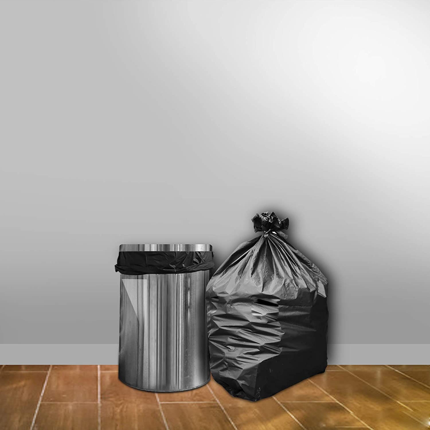 Garbage Bag (F1) 19 X 21 Dustbin Bag/Trash Bag Black Color (Plastic)  [Pack of 1kg] WisyCart Wholesale Office Supplies Stationery Online