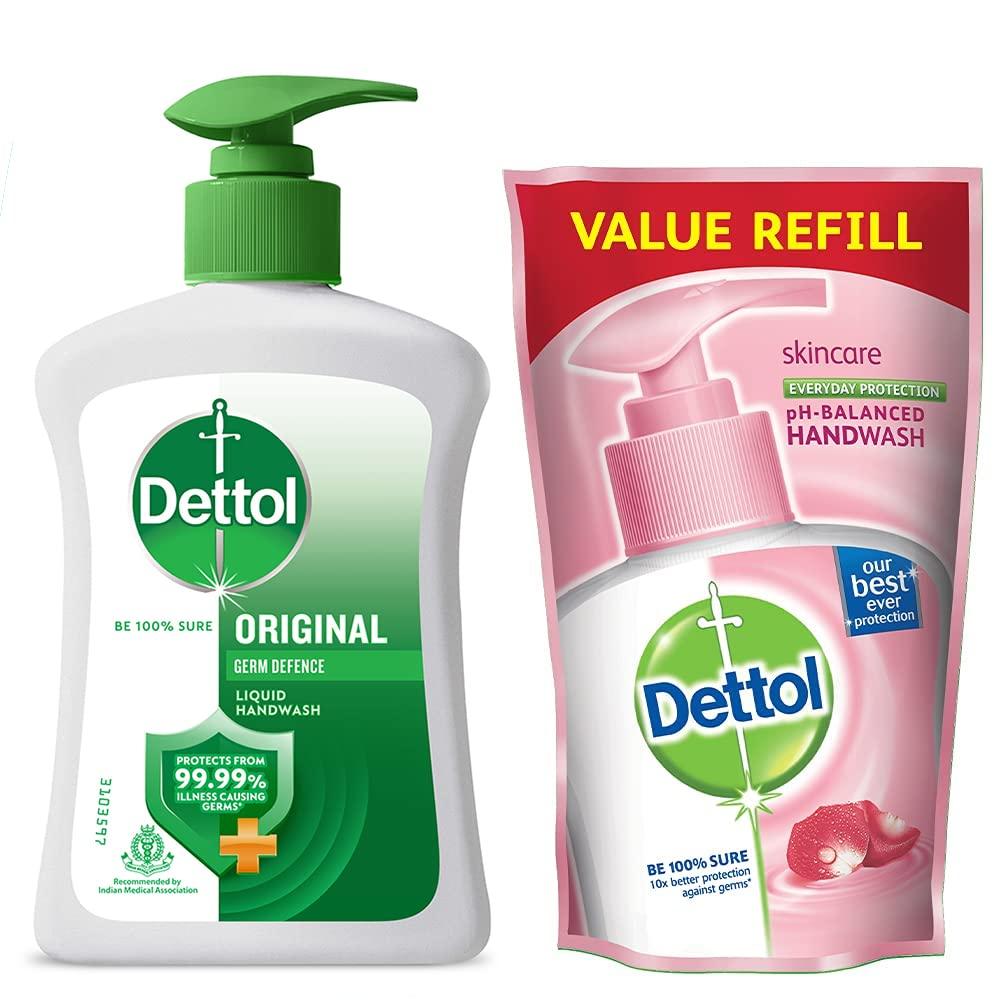 Stay Germ-Free with Dettol Liquid Handwash Original Germ Protection (200ml)  and Free Liquid Handwash (175ml) - Pack of 1 Set