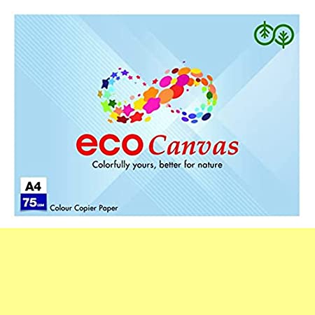 Eco Canvas A4 75 gsm (Yellow, 500 sheet) 500 SheetsA4 Size Paper ECO TREE FRIENDLY, 500 SHEETS, Office School Drawing White Jam Free Paper