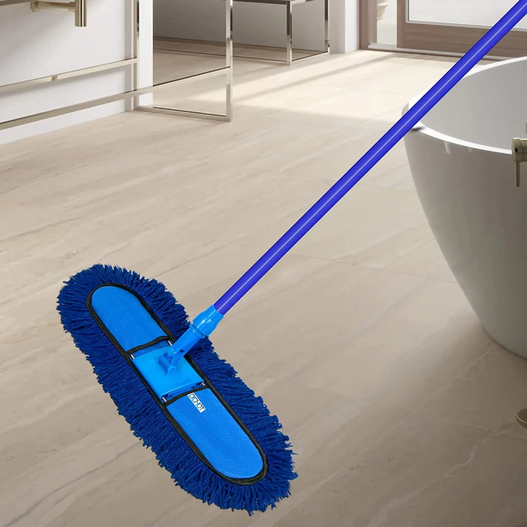 Dry Microfiber Pad Floor Mop with 4.8 Feet Long Aluminum Handle 18 Inch Blue [1 Piece]