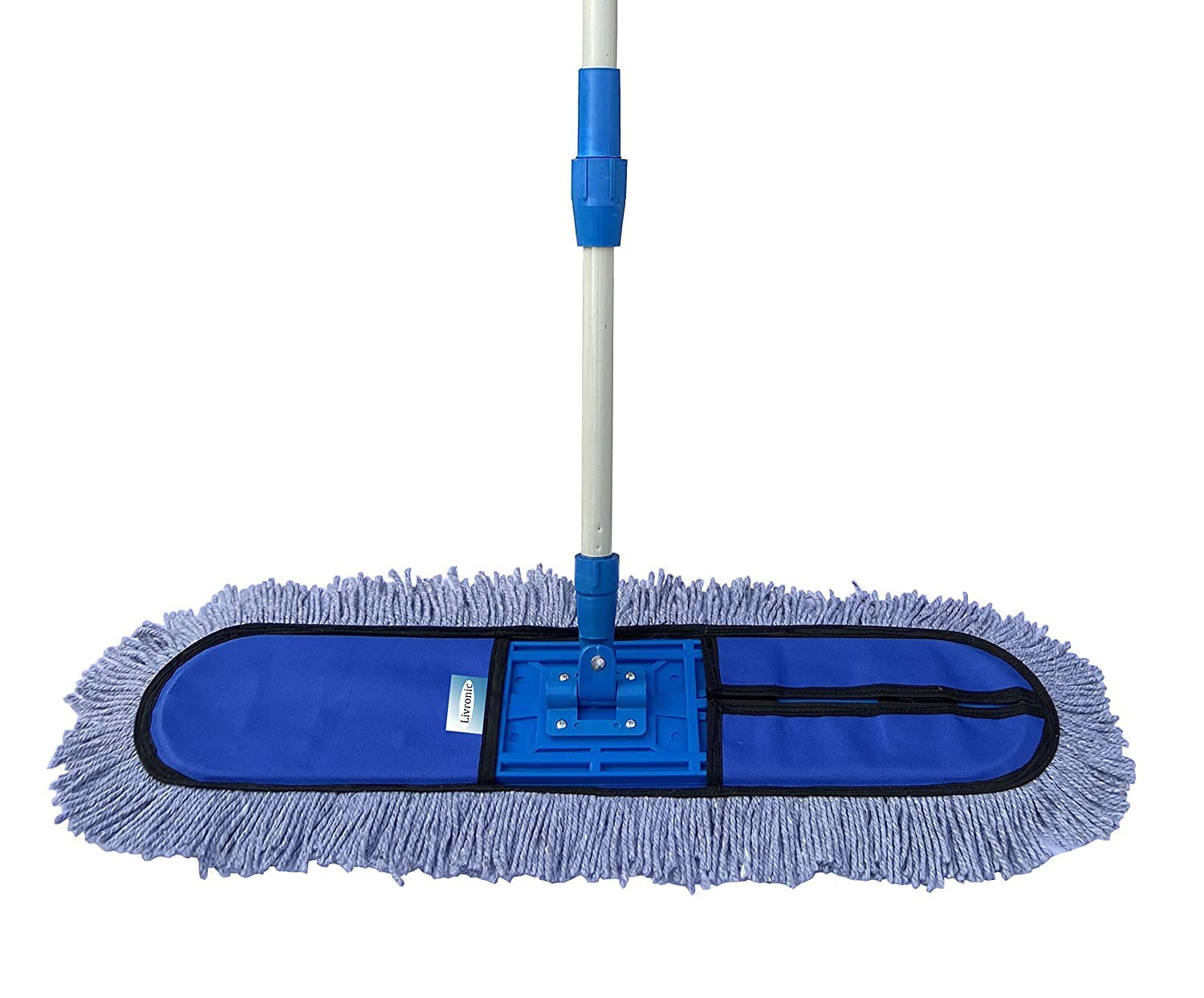 Eze Wet and Dry Cotton Pad Floor Mop 24 Inch with 4 Feet Long Handle 360Degree Movement for