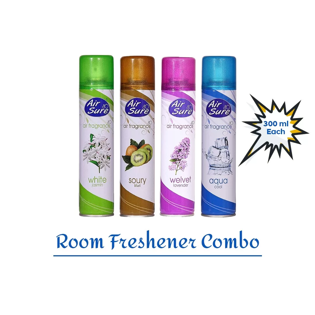 Shop Airsure Air Freshener Spray Combo Pack of 4 Aqua Cool, White