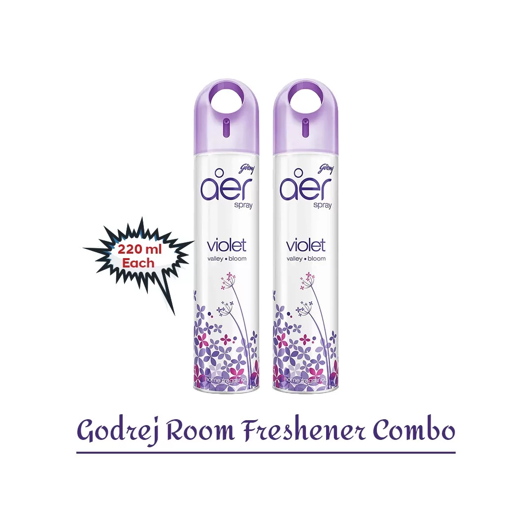 Godrej Room Freshener Spray 220ml Violet Valley Bloom Pack of 2) Floral Bliss for