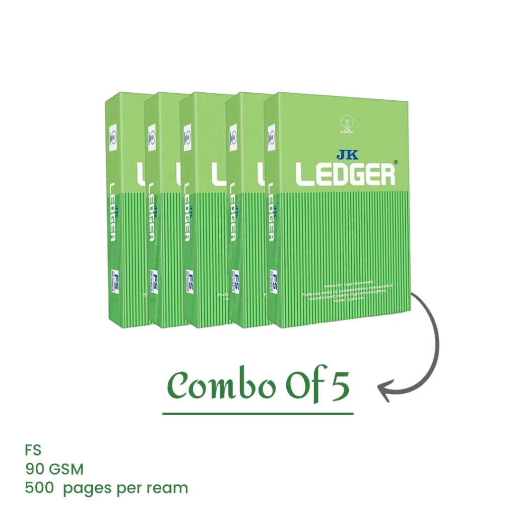Types of Paper Used in Offices: Complete Business Guide 3 JK Ledger FS Legal Paper 90 GSM Green – Pack of 5 Reams