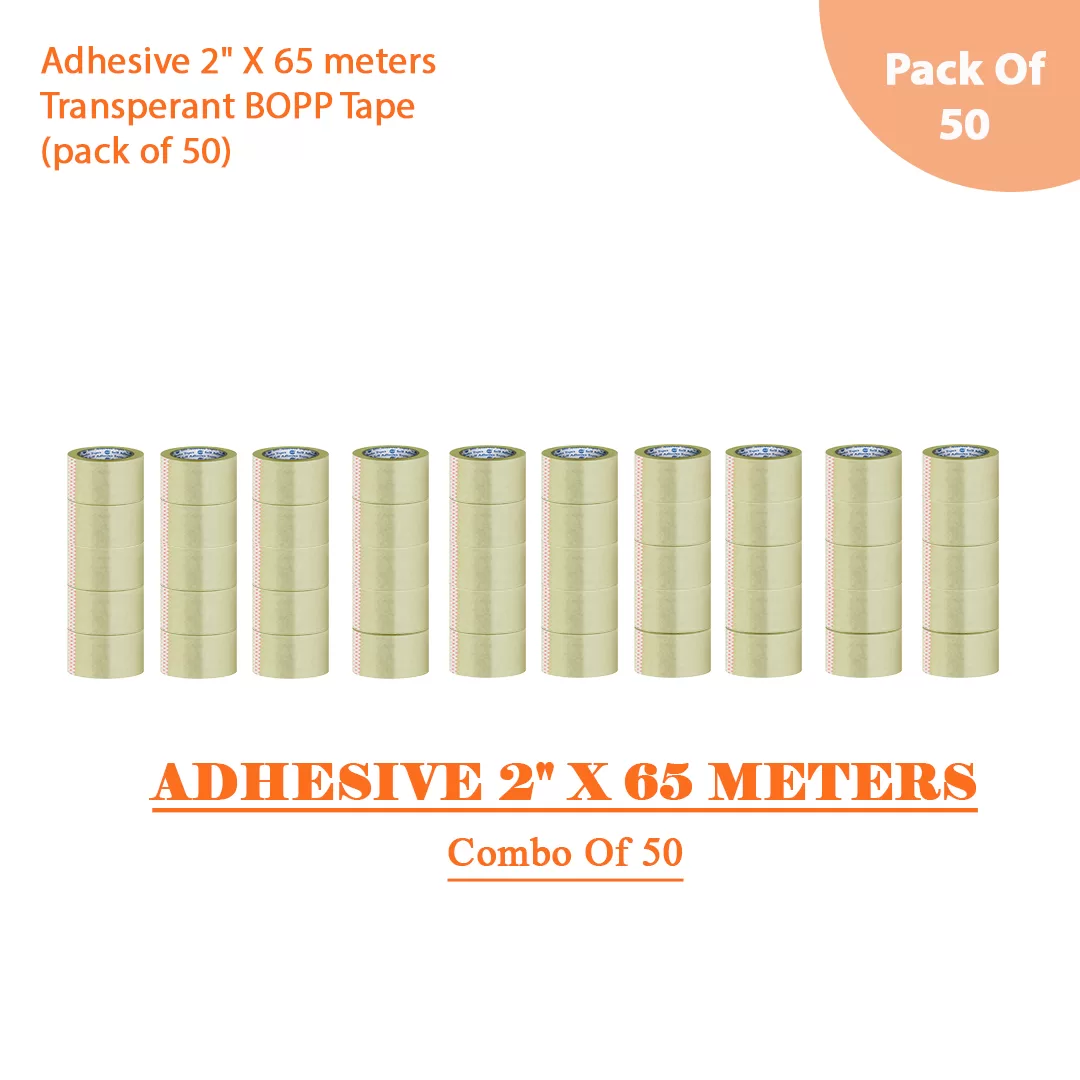 Secure Your Packages with High-Strength Transparent Tape - 2 inches x 65  meters, Self-Adhesive, Pack of Rolls at WisyCart