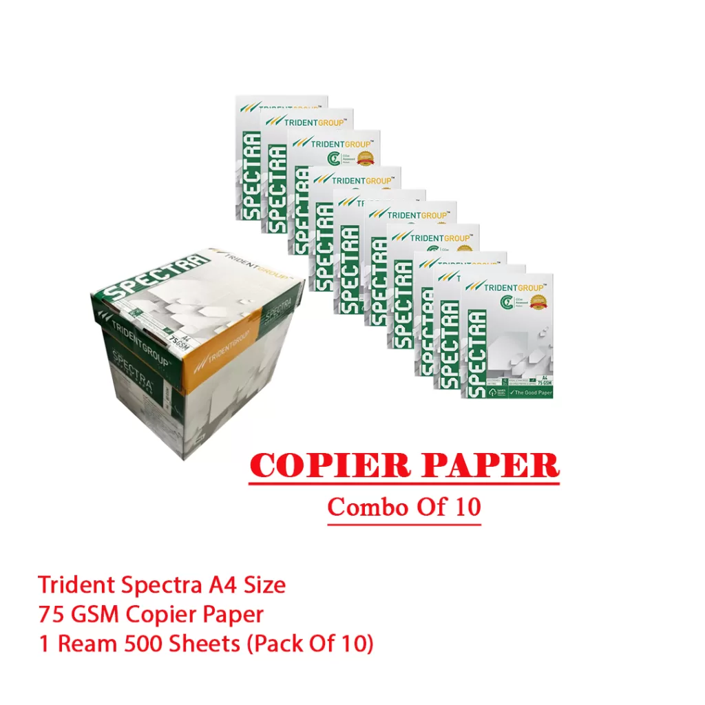 A4 size paper: Uses and Applications in India 11 trident spectra A4 size 75 gsm copier paper - pack of 10
