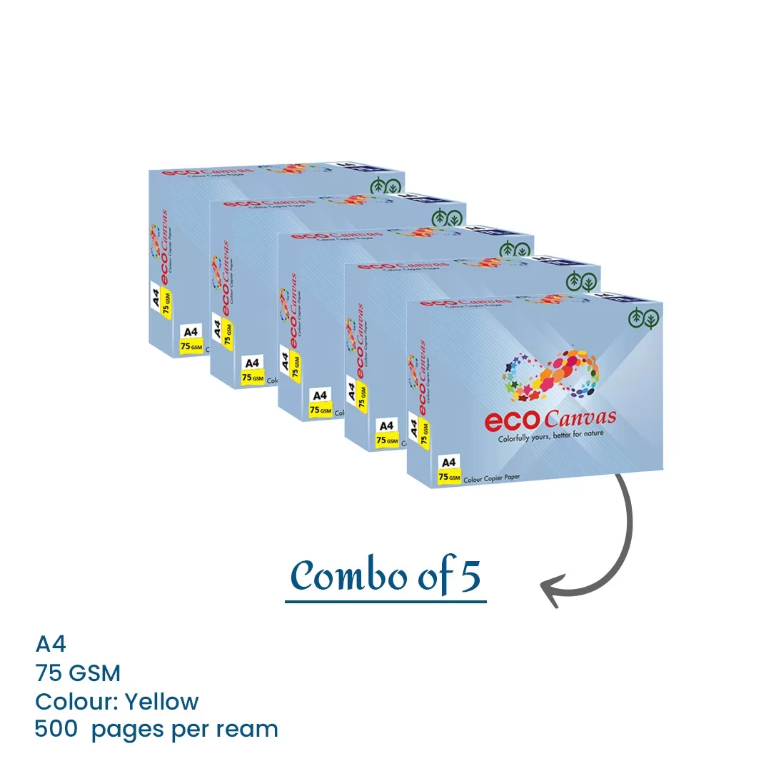 Eco Canvas A4 Size Copier Paper Yellow 75 GSM 1 Ream (500 Sheets