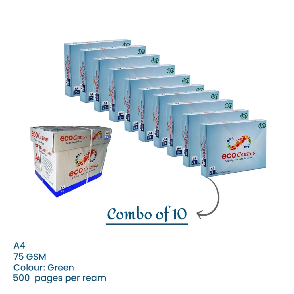 A4 size paper: Uses and Applications in India 2 ECO Canvas A4 Size Copier Paper (Blue) 75 GSM 1 Ream 500 Sheets - (Pack of 10)