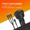 iTouch Car Charger CC-800 + ICB-288 – 3-in-1 Fast Charging Cable Combo