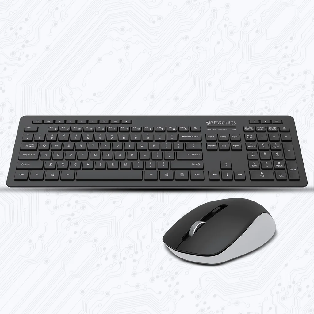 Zebronics ZEB-Companion 500 Wireless Keyboard & Mouse Combo (119 Keys, 1600 DPI, Advanced Optical Sensor Technology, Black) – 1 Piece