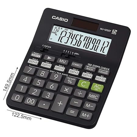 Casio MJ-12GST GST Calculator (Black) - Dual Power Business Calculator with 12-Digit Display and GST Functions 5 Casio MJ-12GST GST Calculator (Black) - Dual Power Business Calculator with 12-Digit Display and GST Functions - Image 5