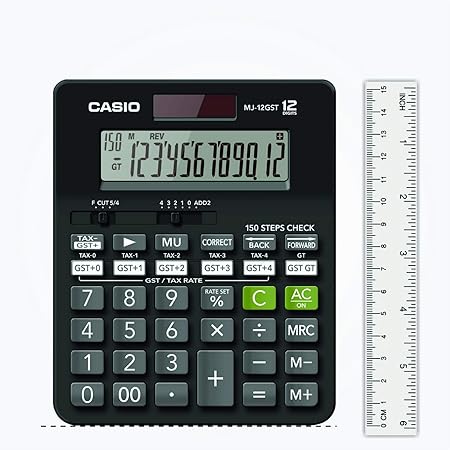 Casio MJ-12GST GST Calculator (Black) - Dual Power Business Calculator with 12-Digit Display and GST Functions 4 Casio MJ-12GST GST Calculator (Black) - Dual Power Business Calculator with 12-Digit Display and GST Functions - Image 4