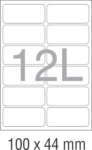 NovaJet Multipurpose Labels for Inkjet/Laser Printer – 12 Labels Per A4 Sheet (100 Sheets) – 100 mm x 44 mm