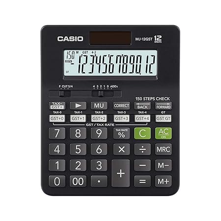 Casio MJ-12GST GST Calculator (Black) - Dual Power Business Calculator with 12-Digit Display and GST Functions 2 Casio MJ-12GST GST Calculator (Black) - Dual Power Business Calculator with 12-Digit Display and GST Functions - Image 2