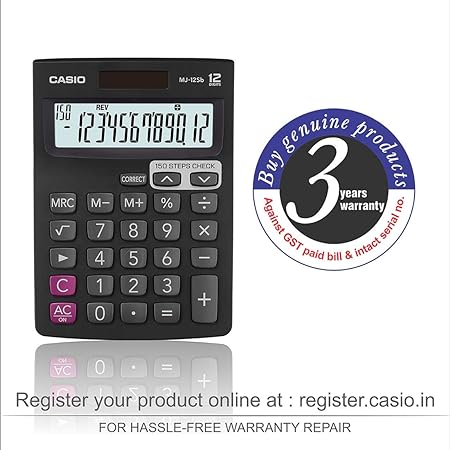 Casio MJ-12Sb Desktop Calculator (Black) - Business Calculator with 12-Digit Display and Dual Power 5 Casio MJ-12Sb Desktop Calculator (Black) - Business Calculator with 12-Digit Display and Dual Power - Image 5