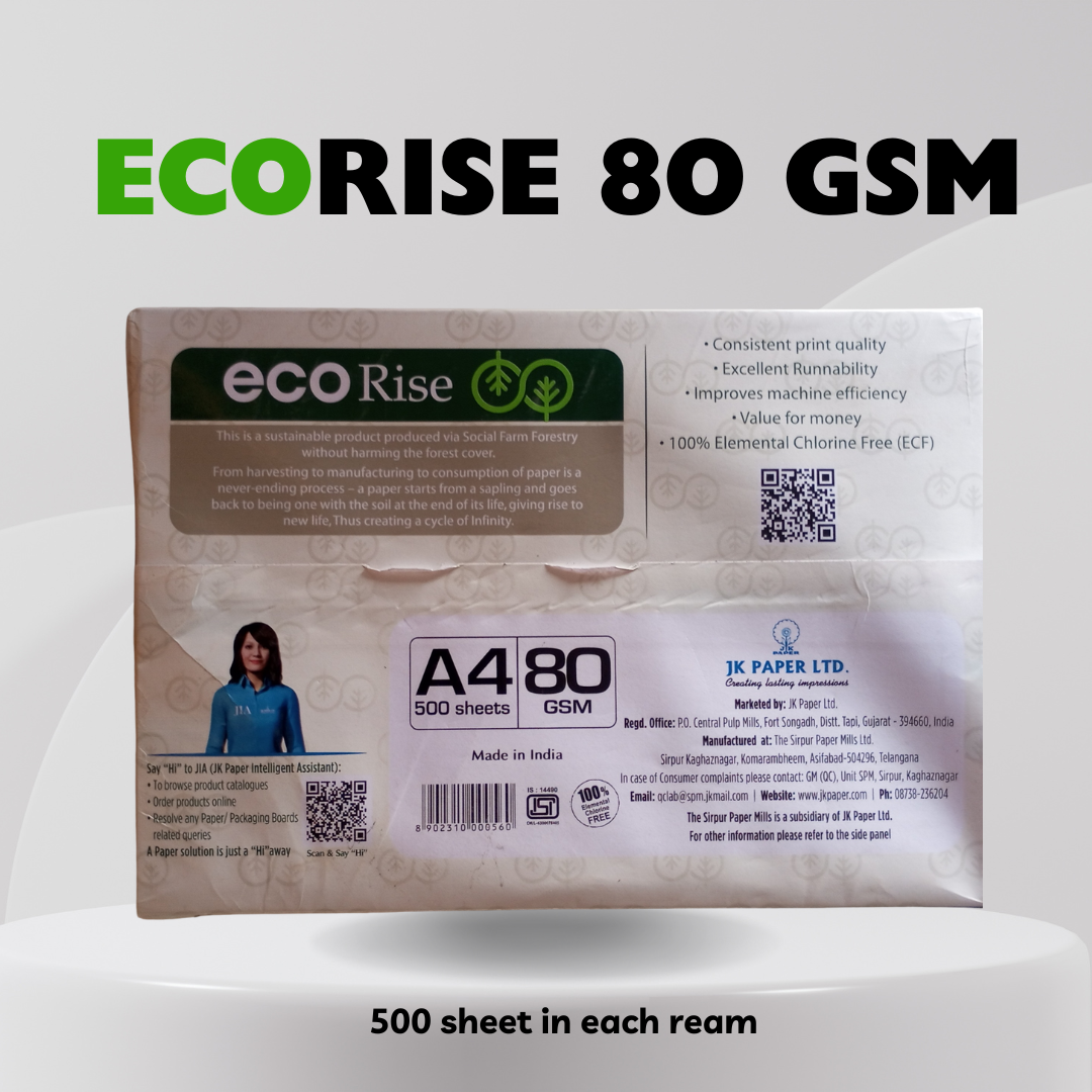Ecorise 80 GSM A4 Copier Paper - Pack of 10| Sustainable Printer Paper 2 eco-rise-80-gsm