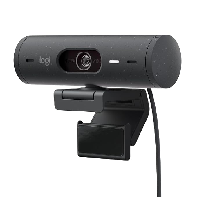 Logitech Brio 500 Full HD Webcam | Auto Light Correction | Show Mode | Dual Noise Reduction Mics | Privacy Cover | USB-C | Works with Teams, Zoom, Google Meet – Graphite