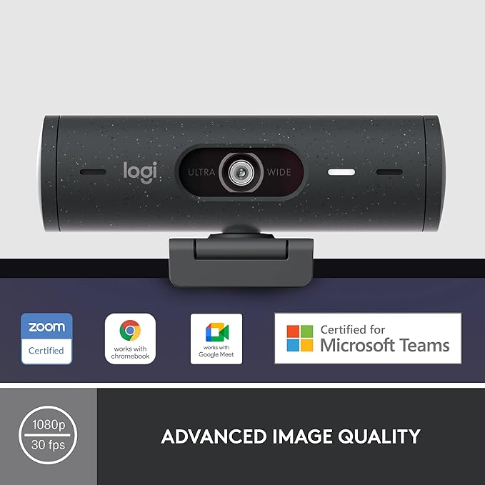 Logitech Brio 500 Full HD Webcam | Auto Light Correction | Show Mode | Dual Noise Reduction Mics | Privacy Cover | USB-C | Works with Teams, Zoom, Google Meet – Graphite 5 Logitech Brio 500 Full HD Webcam | Auto Light Correction | Show Mode | Dual Noise Reduction Mics | Privacy Cover | USB-C | Works with Teams, Zoom, Google Meet – Graphite - Image 5