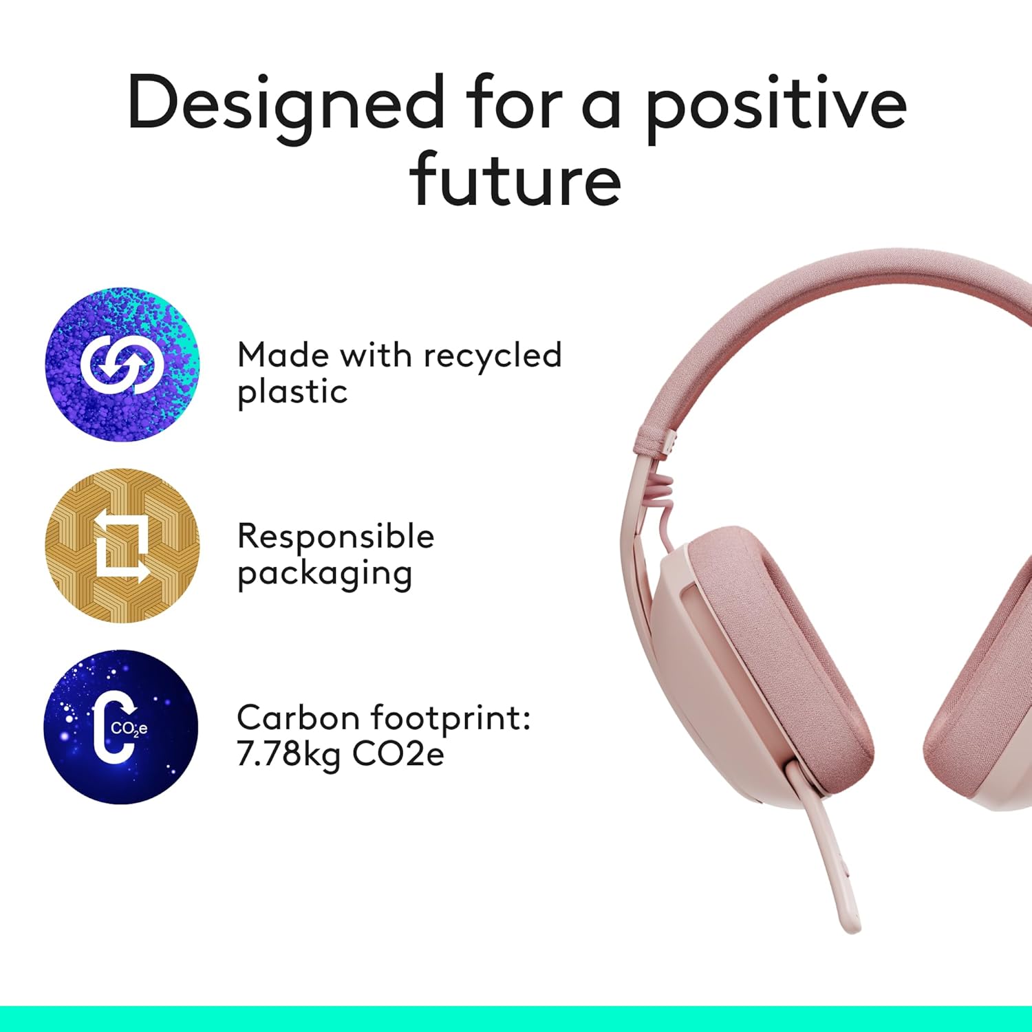 Logitech Zone Vibe 100 – Lightweight Wireless Over-Ear Headphones with Noise-Cancelling Mic | Ideal for Office Calls & Video Meetings (Rose) 6 Logitech Zone Vibe 100 – Lightweight Wireless Over-Ear Headphones with Noise-Cancelling Mic | Ideal for Office Calls & Video Meetings (Rose) - Image 6