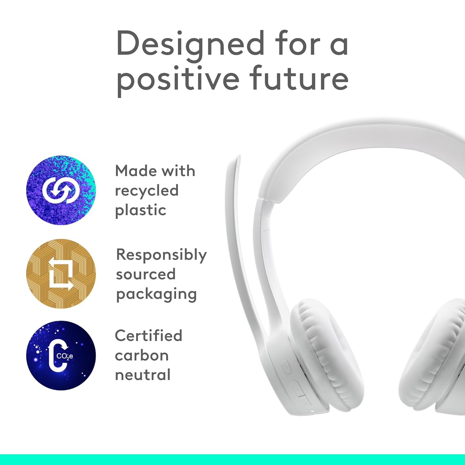 Logitech Zone 300 Wireless Bluetooth® On-Ear Headset with Noise-Cancelling Microphone – White 9 Logitech Zone 300 Wireless Bluetooth® On-Ear Headset with Noise-Cancelling Microphone – White - Image 9