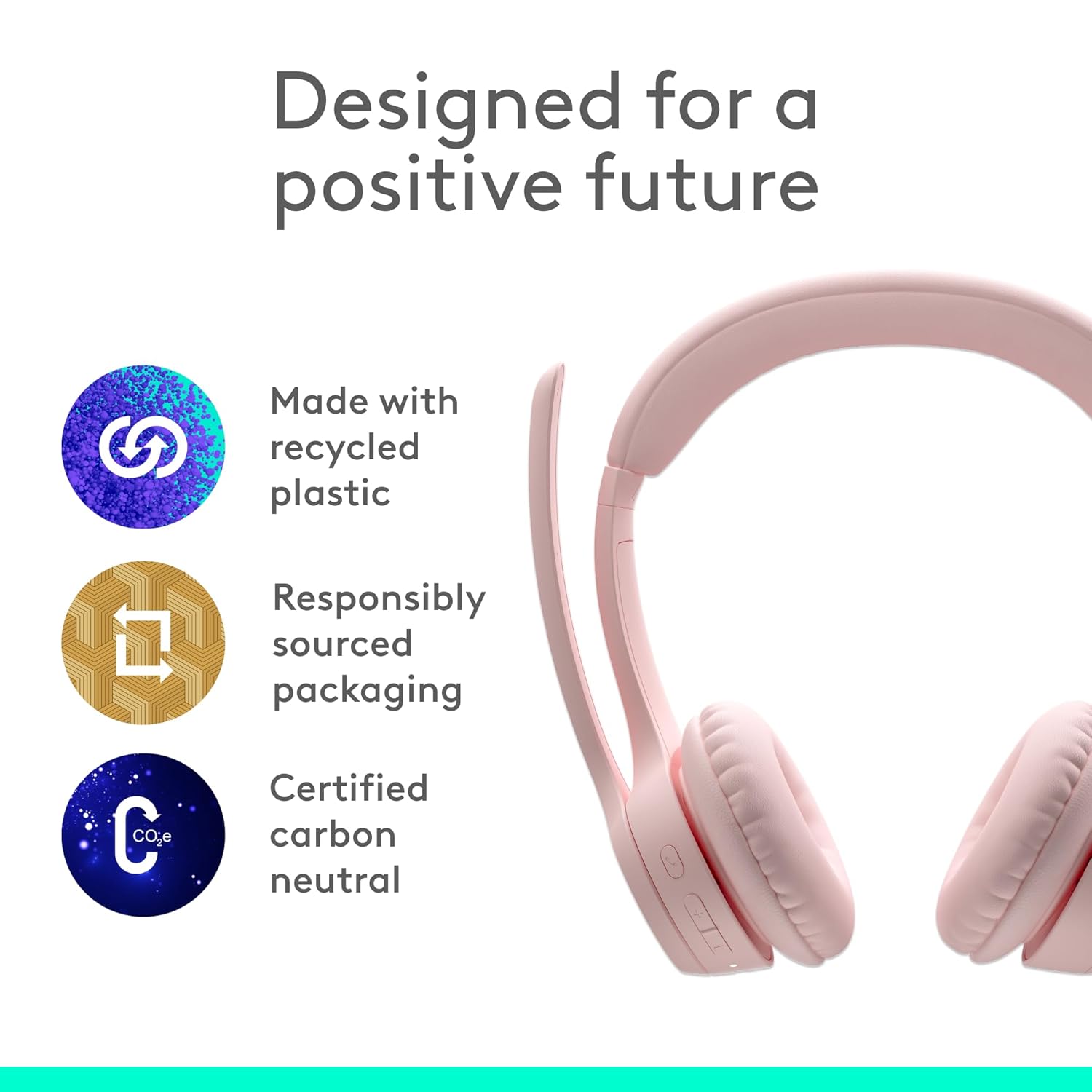 Logitech Zone 300 Bluetooth Headphones – Lightweight Wireless Headset for Office Calls & Online Meetings (Rose) 7 Logitech Zone 300 Rose Bluetooth Wireless Headset for Office & Calls