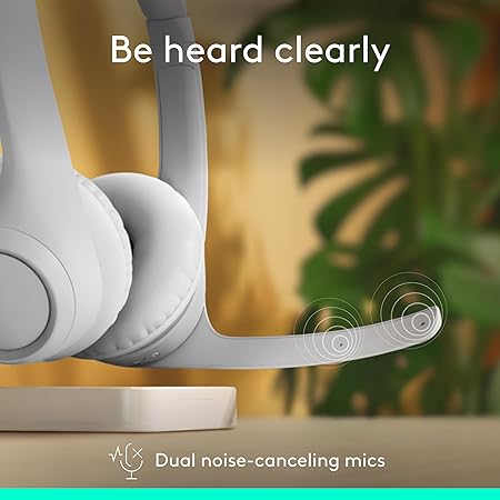 Logitech Zone 300 Wireless Bluetooth® On-Ear Headset with Noise-Cancelling Microphone – White 4 Logitech Zone 300 Wireless Bluetooth® On-Ear Headset with Noise-Cancelling Microphone – White - Image 4