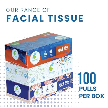 Century | Face Tissue Box | 2 Ply | 100 Pulls per Box | Pack of 4 | Soft & Skin-Safe | OBA-Free | FDA Approved | White 2 Century | Face Tissue Box | 2 Ply | 100 Pulls per Box | Pack of 4 | Soft & Skin-Safe | OBA-Free | FDA Approved | White - Image 2