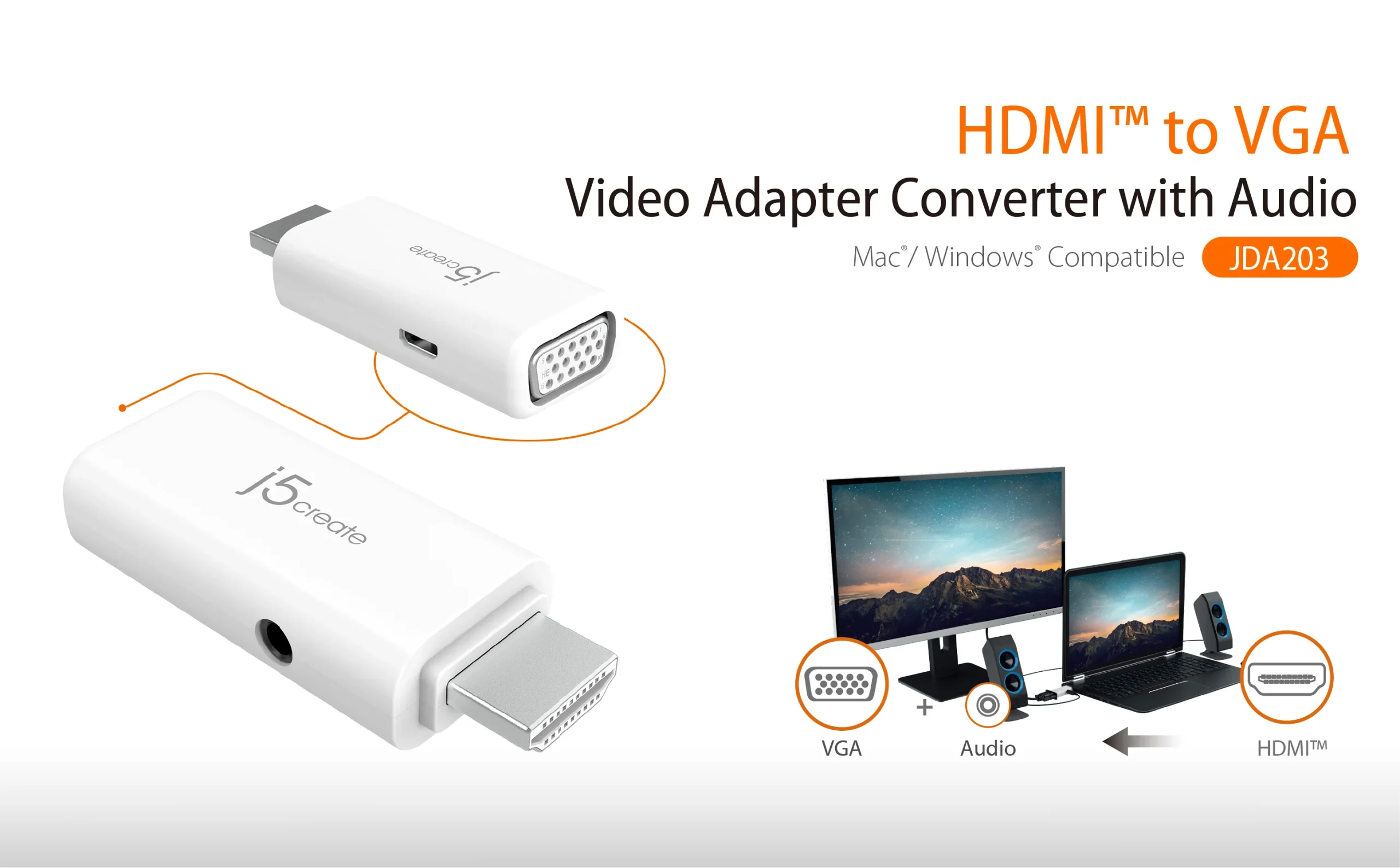 Ports of JDA203 HDMI™ Adapter