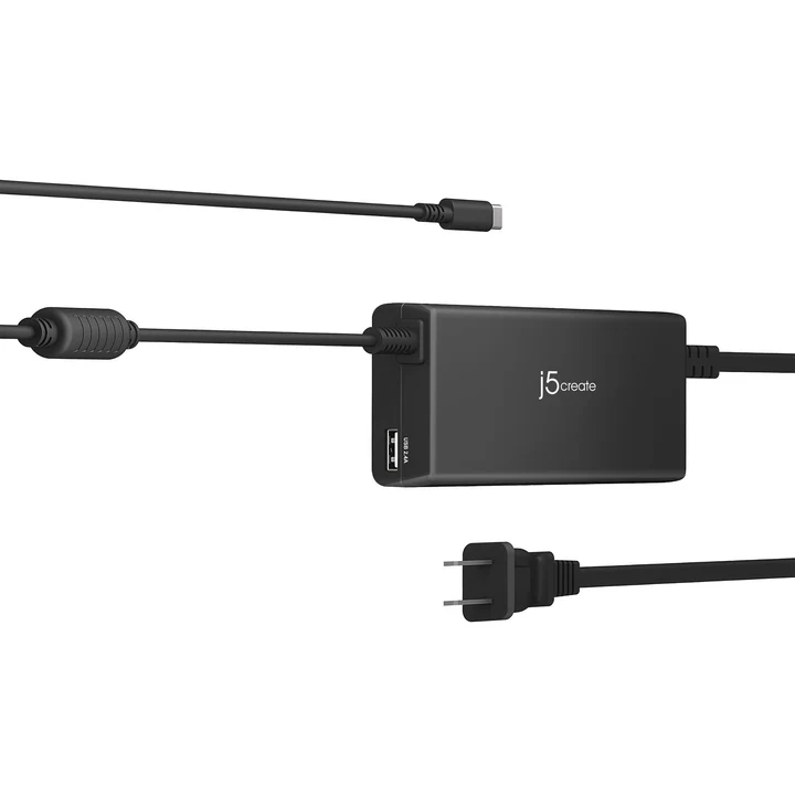 j5create JUP2290 100W PD USB-C Super Charger with USB-A Fast Charging Port – 87W USB-C + 12W USB-A Simultaneous Charging, Built-in Cable, Surge Protection 2 j5create JUP2290 100W PD USB-C Super Charger with USB-A Fast Charging Port – 87W USB-C + 12W USB-A Simultaneous Charging, Built-in Cable, Surge Protection - Image 2