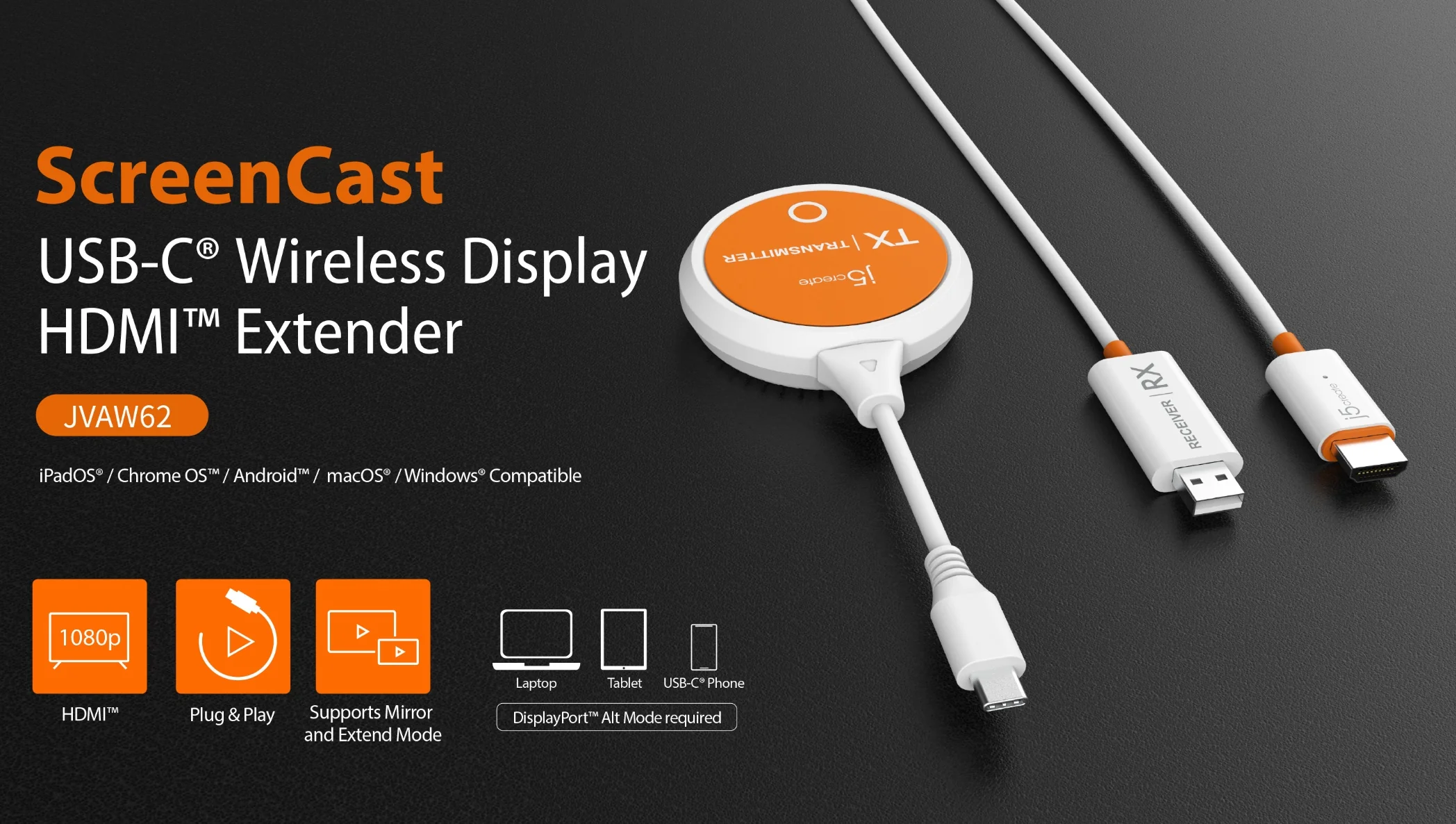 JVAW62 USB-C Wireless HDMI Extender front view