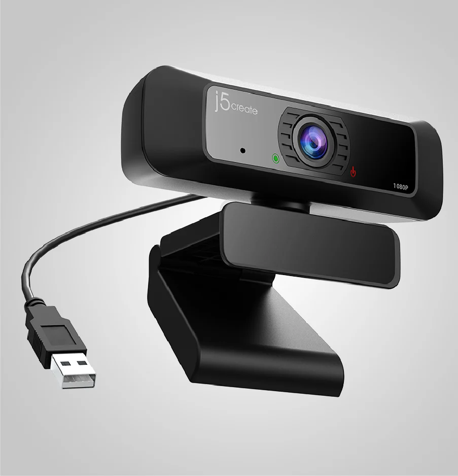 j5create JVCU100 Webcam with 360° Rotation, USB Full HD 1080p, Built-in Microphone, Low Light Enhancement, Plug & Play for Windows, macOS, Chrome OS