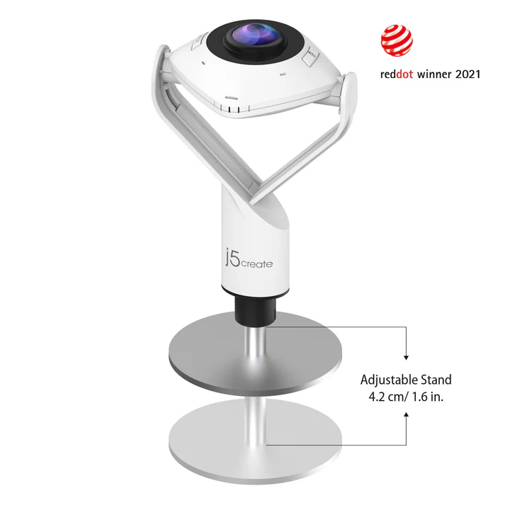 j5create JVCU360 360° All Around Webcam with Built-in Omnidirectional Microphone, Full HD 1080p, 6 Display Modes, Touch Bar Control, Plug & Play USB-C & USB-A 2 j5create JVCU360 360° All Around Webcam with Built-in Omnidirectional Microphone, Full HD 1080p, 6 Display Modes, Touch Bar Control, Plug & Play USB-C & USB-A - Image 2