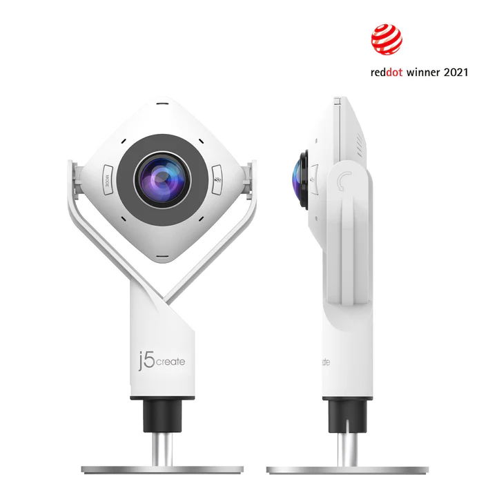 j5create JVCU360 360° All Around Webcam with Built-in Omnidirectional Microphone, Full HD 1080p, 6 Display Modes, Touch Bar Control, Plug & Play USB-C & USB-A 3 j5create JVCU360 360° All Around Webcam with Built-in Omnidirectional Microphone, Full HD 1080p, 6 Display Modes, Touch Bar Control, Plug & Play USB-C & USB-A - Image 3
