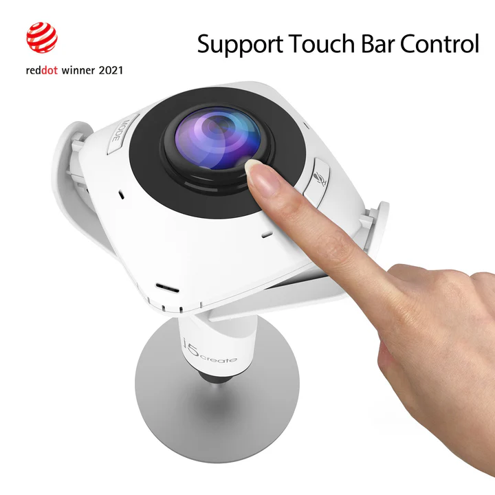 j5create JVCU360 360° All Around Webcam with Built-in Omnidirectional Microphone, Full HD 1080p, 6 Display Modes, Touch Bar Control, Plug & Play USB-C & USB-A 5 j5create JVCU360 360° All Around Webcam with Built-in Omnidirectional Microphone, Full HD 1080p, 6 Display Modes, Touch Bar Control, Plug & Play USB-C & USB-A - Image 5