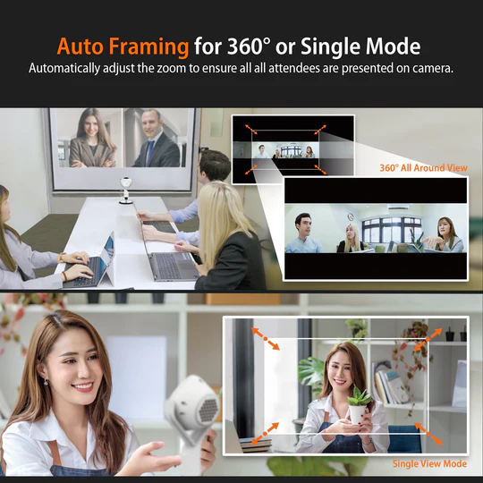 j5create JVU368 360° AI-Powered Webcam with Built-in Speakerphone – 5MP Sony Sensor, Auto-Framing, 6 Display Modes, Echo Cancellation, Remote Control, USB-C & USB-A Plug & Play 11 j5create JVU368 360° AI-Powered Webcam with Built-in Speakerphone – 5MP Sony Sensor, Auto-Framing, 6 Display Modes, Echo Cancellation, Remote Control, USB-C & USB-A Plug & Play - Image 11