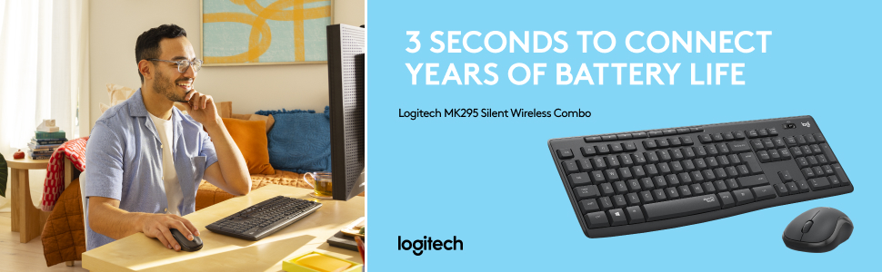 Logitech Powerful MK295 Silent Wireless Keyboard & Mouse Combo – Lag-Free, 90% Less Noise, Full Numpad 11
