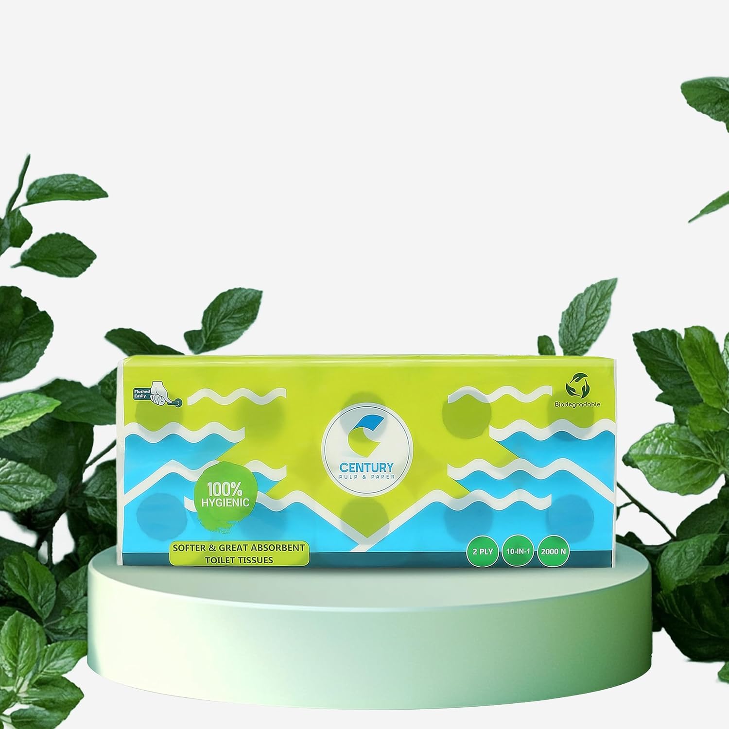 Century UltraSoft 2 Ply Toilet Tissue Rolls – Premium Hygiene with 100% Natural Virgin Pulp (10 Rolls, 300 Pulls Each)