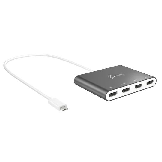 J5Create JCA366 USB-C to 4-Port HDMI Multi-Monitor Adapter – Perfect for Expanding Workspace on Laptops & Macs