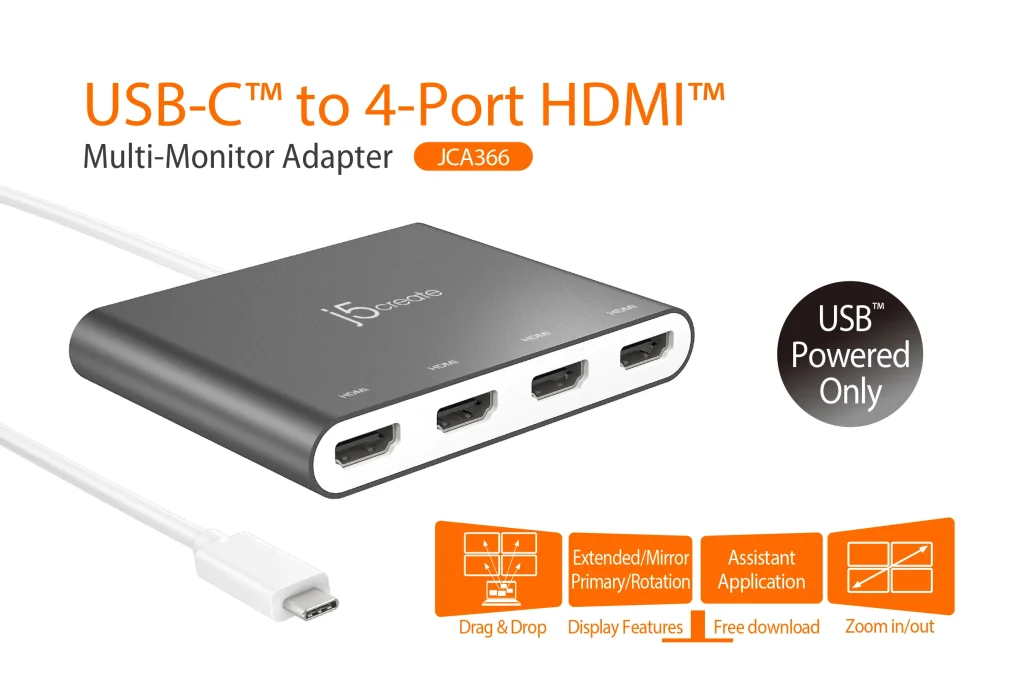 J5Create JCA366 USB-C to 4-Port HDMI Multi-Monitor Adapter – Perfect for Expanding Workspace on Laptops & Macs 11