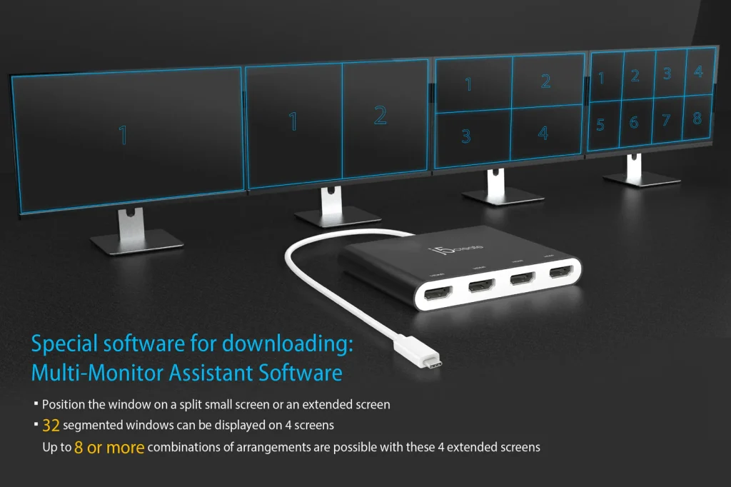 J5Create JCA366 USB-C to 4-Port HDMI Multi-Monitor Adapter – Perfect for Expanding Workspace on Laptops & Macs 12