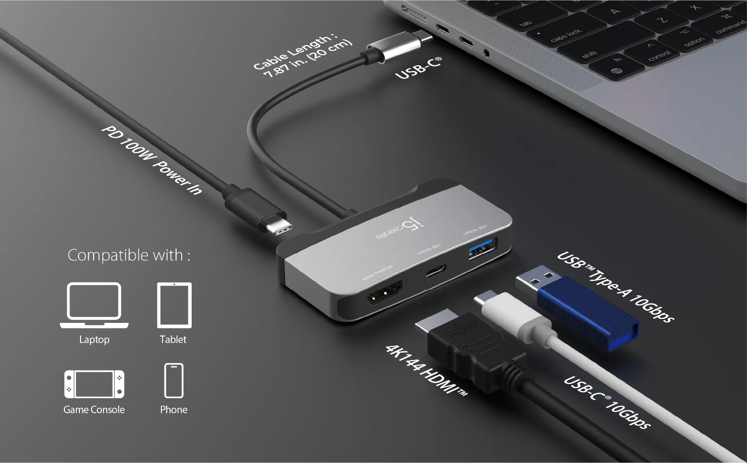 J5Create JCA399G Power-Packed USB-C to HDMI 4K144Hz + Dual 10Gbps USB Ports + 100W PD Adapter – Built for Gamers & Creators 10