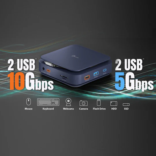 J5Create Powerful Dual 4K HDMI Dock with 140W PD 3.1 – Ultra-Fast USB 10Gbps, Gigabit LAN, SD Card Reader – JCD3196 9 J5Create Powerful Dual 4K HDMI Dock with 140W PD 3.1 – Ultra-Fast USB 10Gbps, Gigabit LAN, SD Card Reader – JCD3196 - Image 9
