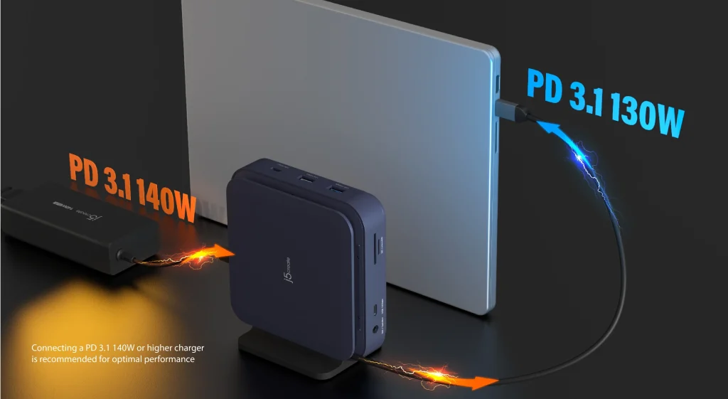 J5Create Powerful Dual 4K HDMI Dock with 140W PD 3.1 – Ultra-Fast USB 10Gbps, Gigabit LAN, SD Card Reader – JCD3196 18