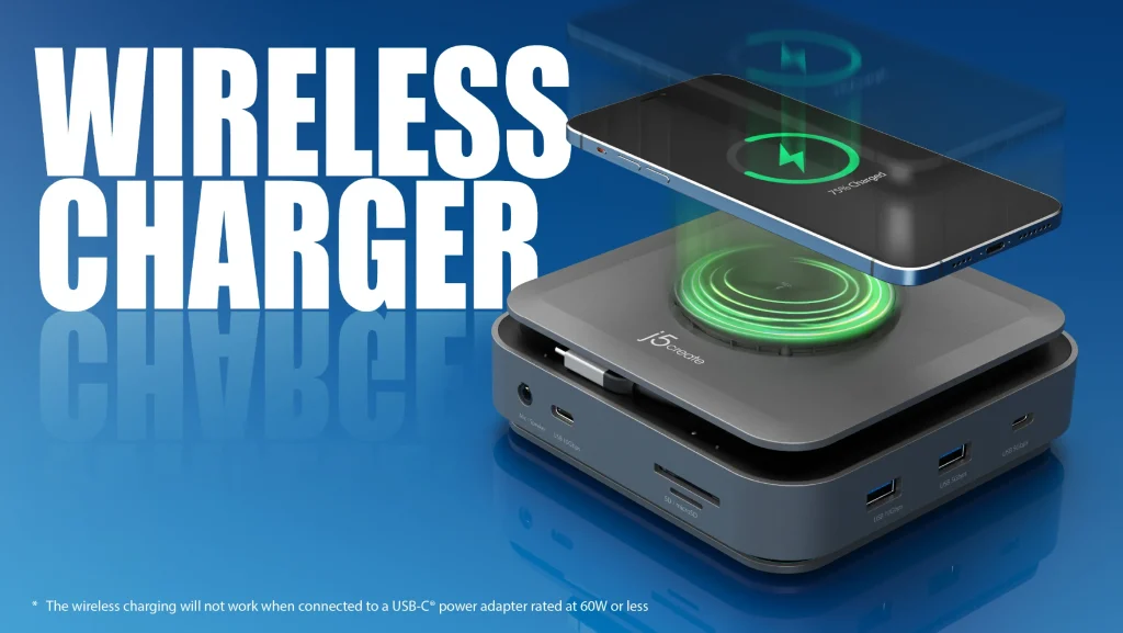 J5Create Ultimate JCD3199 USB-C Dual 4K HDMI Docking Station with 140W PD, 15W Wireless Charger, Gigabit Ethernet, USB 10Gbps Ports – Ideal for MacBook & Windows Laptops 13