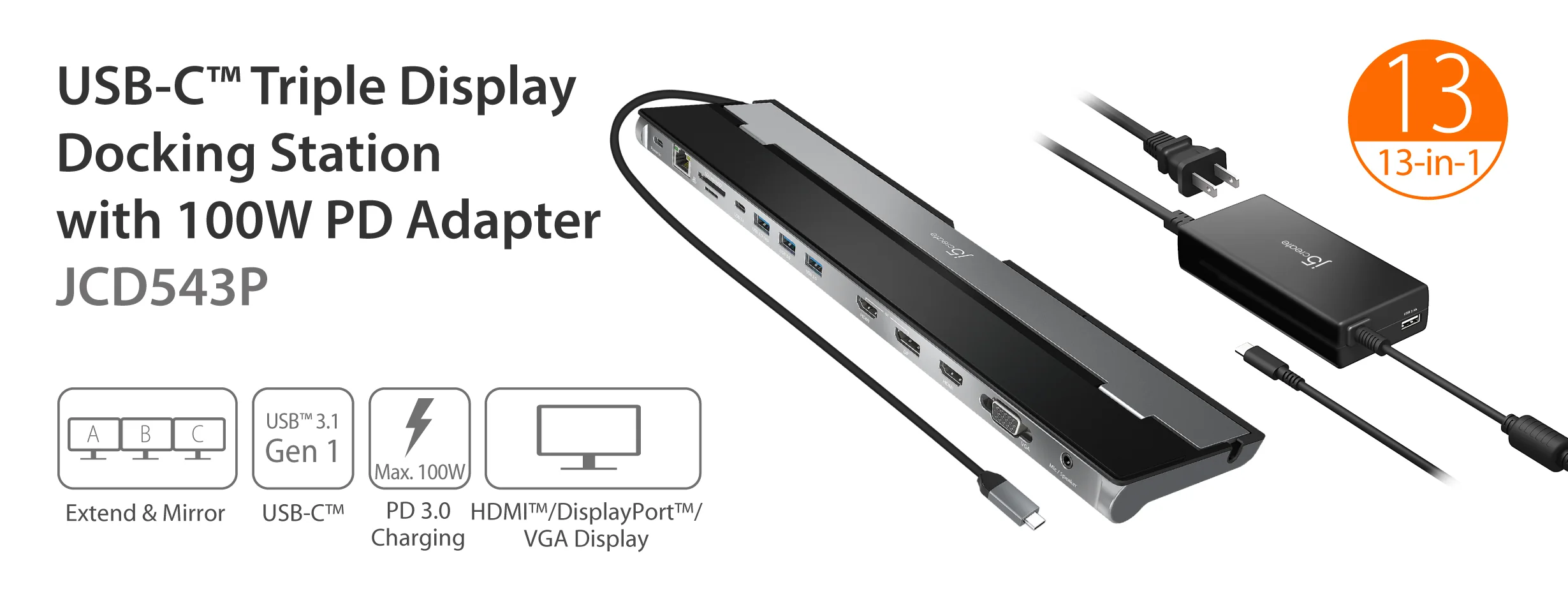 Powerful 13-in-1 USB-C Triple Display Docking Station with 100W PD – j5Create JCD543P | Ideal for Multi-Monitor Setups 6 j5Create dock in full workstation setup
