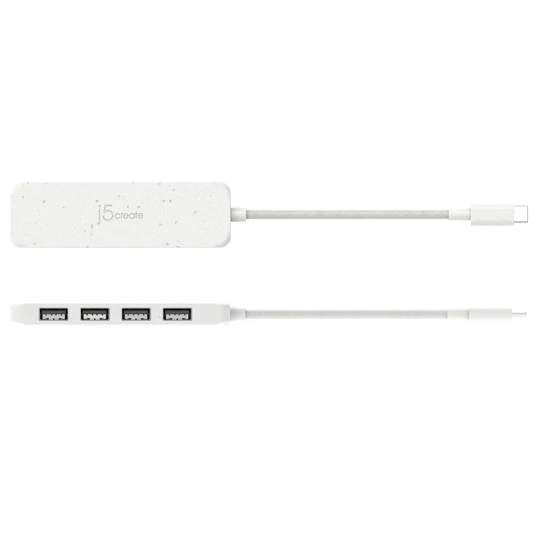 j5Create JCH341E Eco-Friendly USB-C to 4-Port Hub – Powerful 10Gbps Expansion for Mac, Windows, Chrome OS Devices 3 USB-C to USB-A Hub – Portable, Fast, and Eco-Friendly