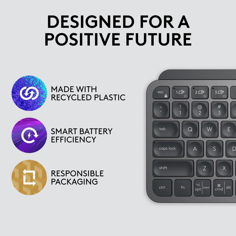 Logitech MX Keys Mini Wireless Illuminated Keyboard – Compact Metal Build with Smart Keys, Backlighting & Multi-Device Bluetooth Connectivity (Graphite) 6 Logitech MX Keys Mini Wireless Illuminated Keyboard – Compact Metal Build with Smart Keys, Backlighting & Multi-Device Bluetooth Connectivity (Graphite) - Image 6