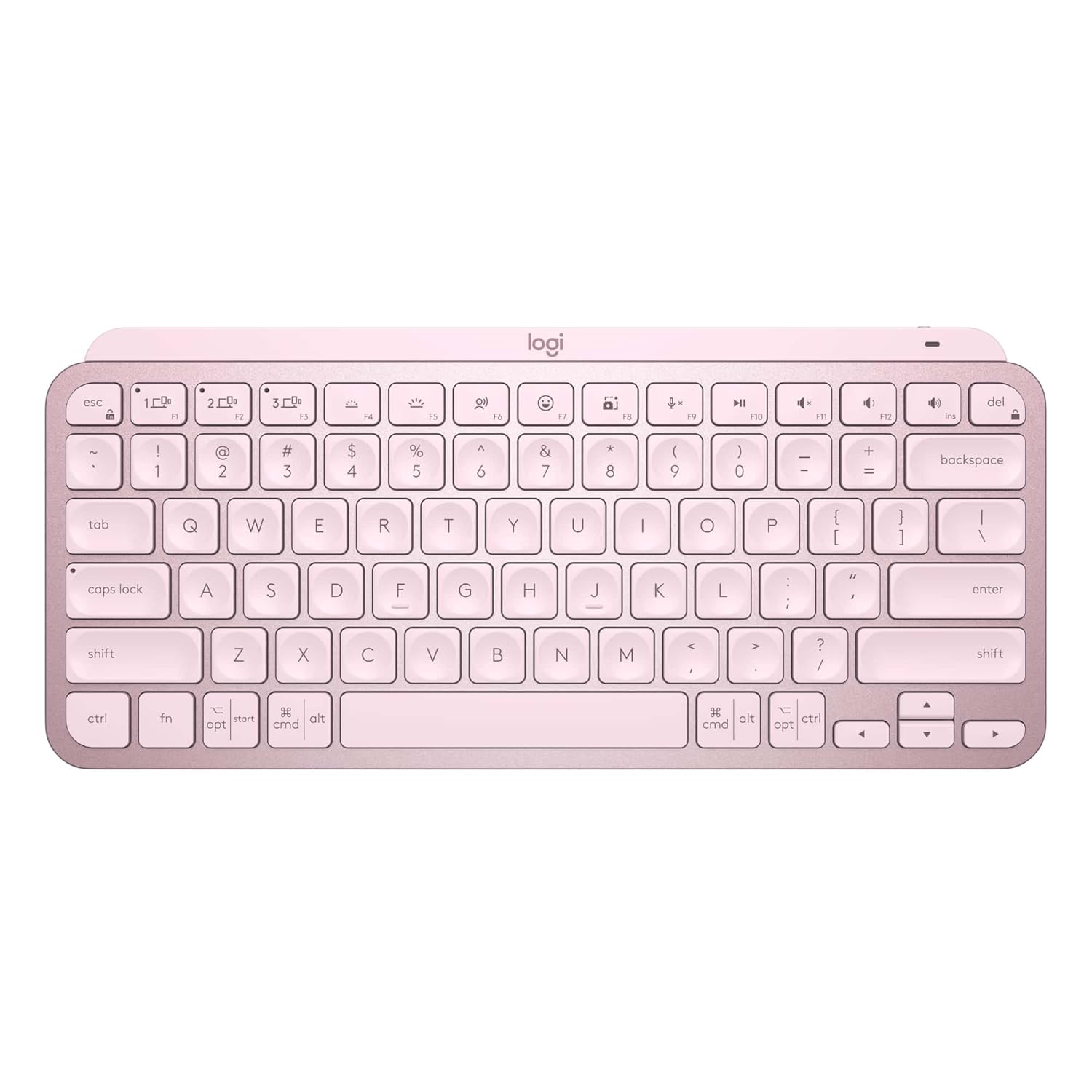Logitech MX Keys Mini Wireless Illuminated Keyboard – Compact Metal Build with Smart Keys, Backlighting & Multi-Device Bluetooth Connectivity – Rose