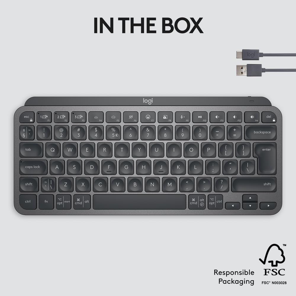 Logitech MX Keys Mini Wireless Illuminated Keyboard – Compact Metal Build with Smart Keys, Backlighting & Multi-Device Bluetooth Connectivity (Graphite) 12 Logitech MX Keys Mini Wireless Illuminated Keyboard – Compact Metal Build with Smart Keys, Backlighting & Multi-Device Bluetooth Connectivity (Graphite) - Image 12