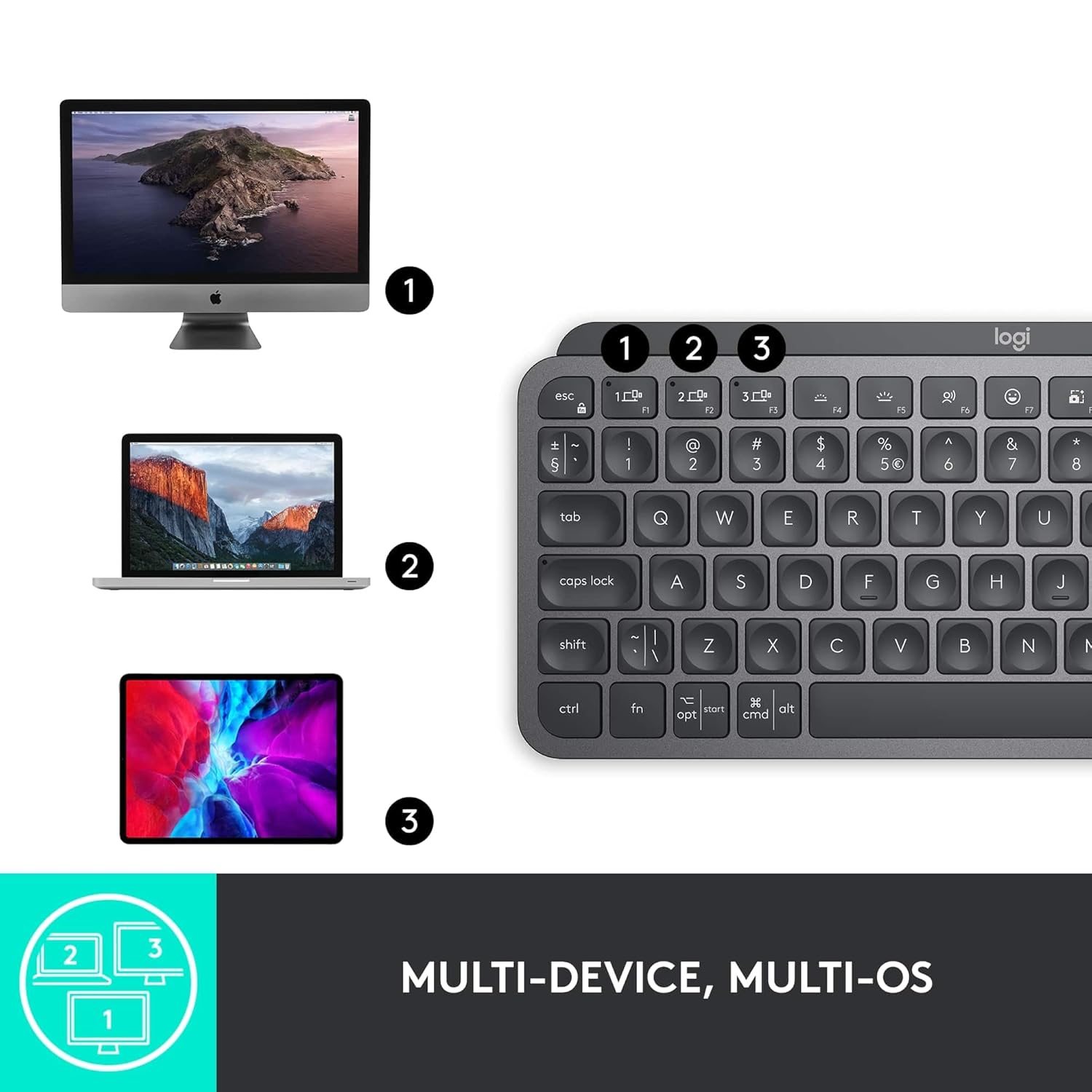 Logitech MX Keys Mini Wireless Illuminated Keyboard – Compact Metal Build with Smart Keys, Backlighting & Multi-Device Bluetooth Connectivity (Graphite) 9 Logitech MX Keys Mini Wireless Illuminated Keyboard – Compact Metal Build with Smart Keys, Backlighting & Multi-Device Bluetooth Connectivity (Graphite) - Image 9